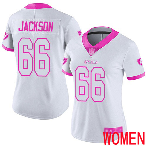 Oakland Raiders Limited White Pink Women Gabe Jackson Jersey NFL Football #66 Rush Fashion Jersey